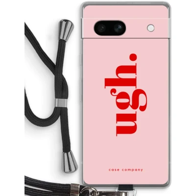 Afbeelding van Case Company® hoesje met Koord geschikt voor Google Pixel 7A Ugh Telefoonhoesje Zwart Bescherming aan alle Kanten en Over de Schermrand