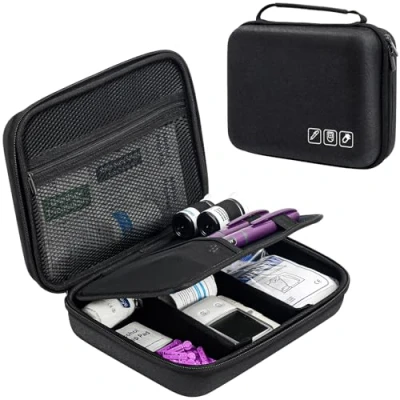 Afbeelding van ProCase insuline medicijnreisetui, praktische kit voor diabetici, diabetes zak met insulinepen, spuiten en naalden, reisetui zwart