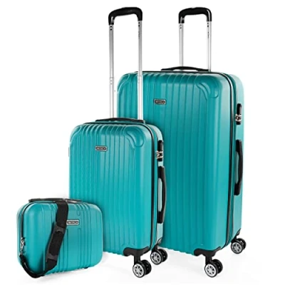 Afbeelding van ITACA Set reiskoffers van ABS met 4 wielen, stevig en lichtgewicht, handvat vergrendeling, cabinekoffer voor handbagage, medium grote koffer, beautycase T71500