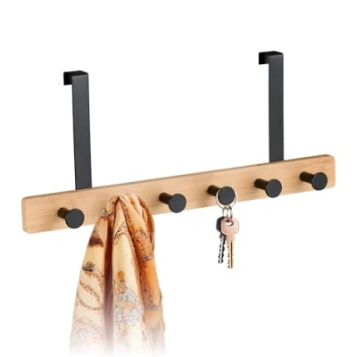 Afbeelding van deurkapstok opdekdeur met 6 haken voor 2 cm hangend