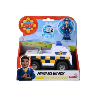 Afbeelding van Simba Brandweerman Sam Politie 4x4x met Rose Figuur Speelgoedvoertuig