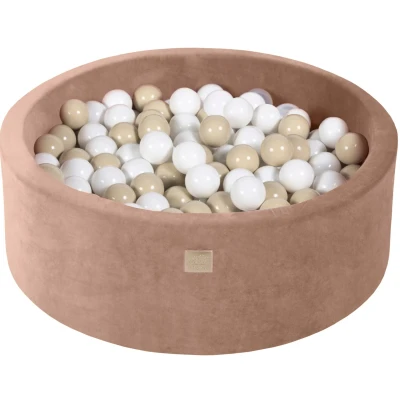Afbeelding van Ballenbak inclusief 200 ballen Beige Ballenbakje.nl Wit Transparant