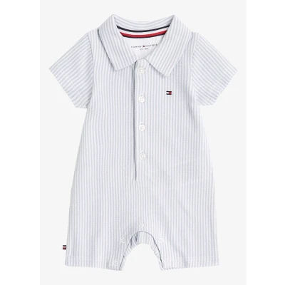 Afbeelding van Tommy Hilfiger Kids Romper van biologisch katoen met streepprint en logo in de kleur Lichtblauw, maat: 56