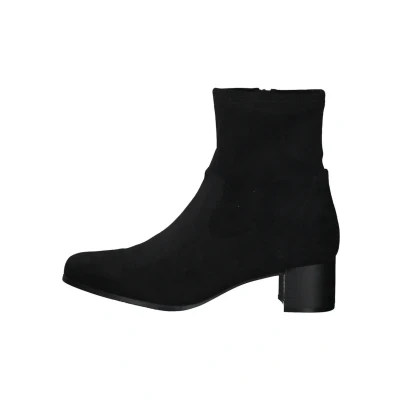 Afbeelding van CAPRICE 9 25316 41 Enkellaarzen met veters en hak voor dames, Zwarte stretch