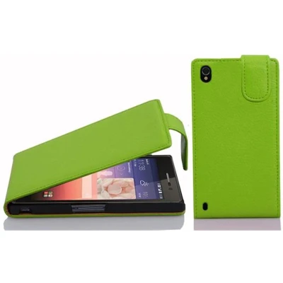 Afbeelding van Cadorabo Hoesje geschikt voor Huawei ASCEND P7 in APPEL GROEN Beschermhoes flip design Case Cover van getextureerd imitatieleer