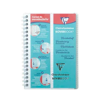 Afbeelding van Clairefontaine 141820C Kleurloos Koverbook Woordenschat Notitieboek, 11 x 17 cm, 100 gelinieerde pagina&#039;s met marge + 2 kleppen en 4 afneembare tabs, wit papier, 90 g, omslag van polypropyleen
