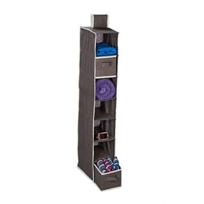 Afbeelding van Relaxdays Hangkast met 7 vakken, stof, antraciet, 106 x 16,5 31 cm
