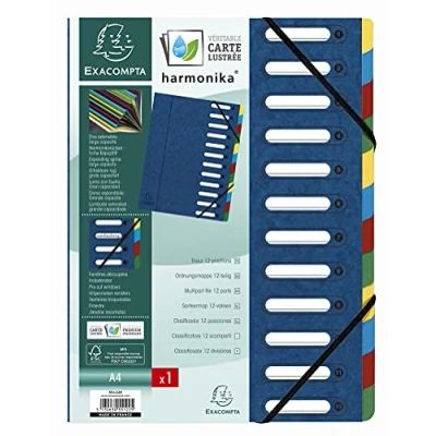 Afbeelding van Exacompta Nature Future A4 Sorteermap, 12 vakken, 320 x 240 mm, Karton, Blauw