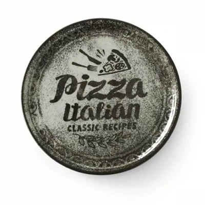 Afbeelding van Hendi Pizzabord Zwart Geglazuurd porselein Ø 330 mm Vaatwasmachinebestendig