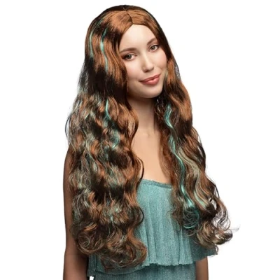 Afbeelding van Boland Pruik Fantasy fairy Bruin krullen lang Vrouwen