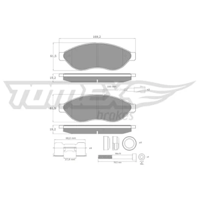 Afbeelding van TOMEX brakes TX 14 39 Remblokkenset Vooras Met slijtage waarschuwingscontact remzadelschroef toebehoren FIAT: Ducato III Van