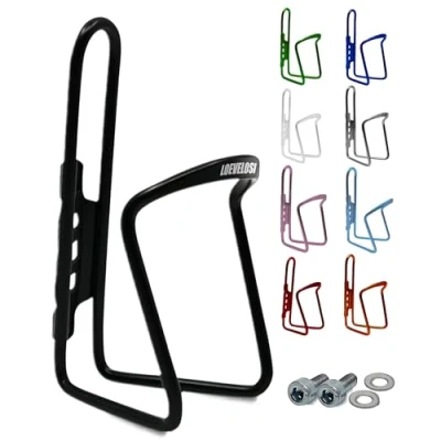 Afbeelding van Flessenhouder fiets zwart aluminium extra versterkt voor racefiets MTB trekkingfiets kinderfiets universeel geschikt bekerhouder met montageschroeven drinkfleshouder