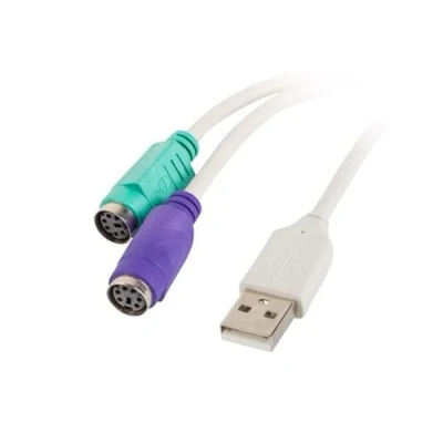 Image de Lanberg ad 0025 w câble usb 2.0 fiche mâle a vers 2 x ps femelle y splitter adaptateur blanc