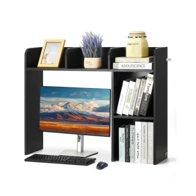 Image de VEVOR Étagère à Poser sur Bureau Bibliothèque 2 Niveaux Rangement Dortoir Noir