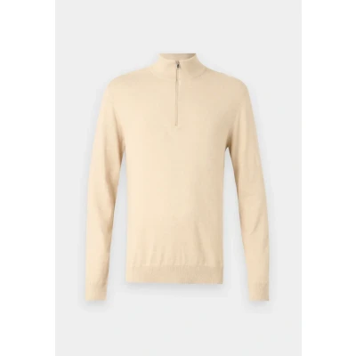 Afbeelding van Selected Homme Slhberg HALF ZIP Trui oatmeal, Heren, Maat: XS, Oatmeal