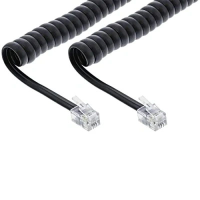 Afbeelding van Telefoon spiraalkabel RJ10 1:1 aangesloten / zwart 4 meter