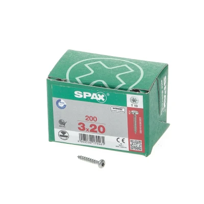 Afbeelding van Spax Spaanplaatschroef cilinderkop verzinkt T Star T10 3.0x20mm (per 200 stuks)