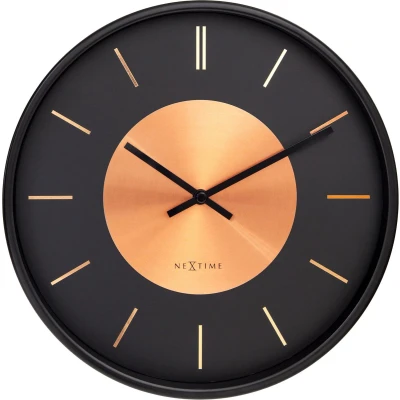 Afbeelding van Wandklok NeXtime Retro II 25cm zwart/koper metaal