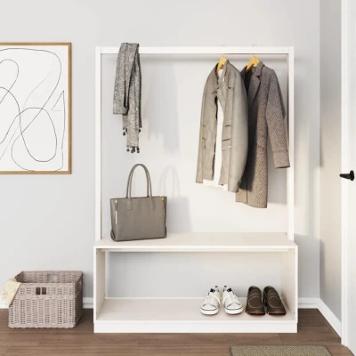 Afbeelding van Kledingrek schoenenkast 113x40x157,5 cm massief grenenhout wit