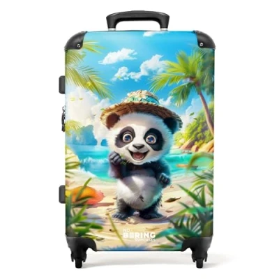 Afbeelding van NoBoringSuitcases.com® Koffer groot Rolkoffer lichtgewicht Jonge panda in tropische sferen Reiskoffer met 4 wielen Grote trolley XL 20 kg bagage