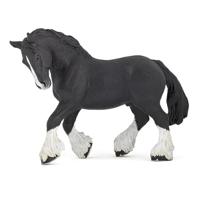 Afbeelding van Papo Handgeschilderde Figuurtjes Paarden veulens en pony&#039;s Zwart Shire Paard 51517 Verzamelbaar voor kinderen Geschikt jongens meisjes Vanaf 3 jaar