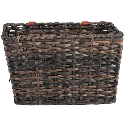Afbeelding van Gevlochten rieten fietsmand Volare L 40 x 32 24 cm zwart