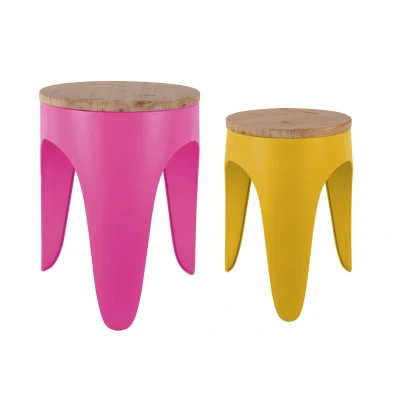 Afbeelding van Leitmotiv Kruk Set Double Funky bright pink &amp; yellow