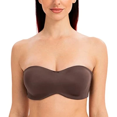 Afbeelding van MELENECA dames beha zonder bandjes met beugels, inzetstukken, grote maat, minimizer bandeau beha, Espress.