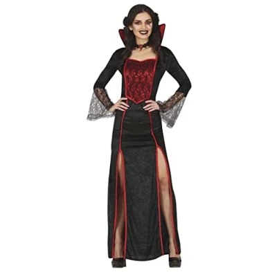 Afbeelding van Guirca Vampier &amp; Dracula Kostuum Verleidelijke Barones Valerie Vrouw Rood, Zwart Maat 42 44 Halloween Verkleedkleding