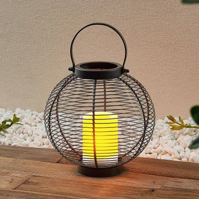 Afbeelding van Lindby solar tuinverlichting 1licht ijzer, kunststof H: 23.2 cm zwart, wit Inclusief lichtbron