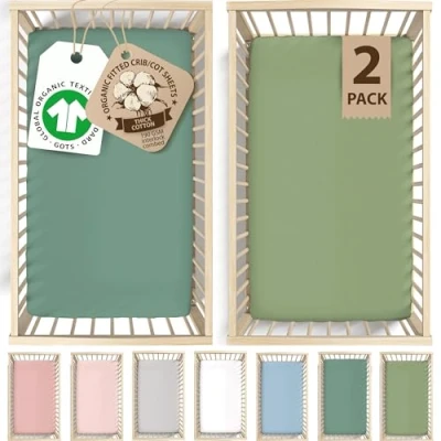 Afbeelding van Bunnyjik Gots Organic Chicco Next To Me 2 stuks wieg lakens Dubbellaags 100% biologisch katoen Tutti Bambini Cozee Nexttome Babylo Cozi Sleeper Next2me