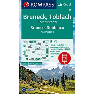 Afbeelding van KOMPASS Wanderkarte Bruneck, Toblach, Hochpustertal / Brunico, Dobbiaco, Alta Pusteria 1:50 000