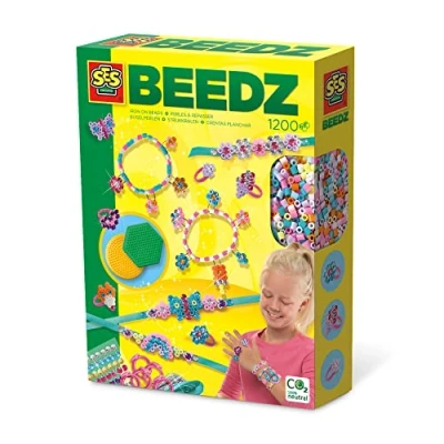 Afbeelding van SES Beedz Diamant Sieraden 1200 strijkkralen met legborden PVC vrij heldere kleuren