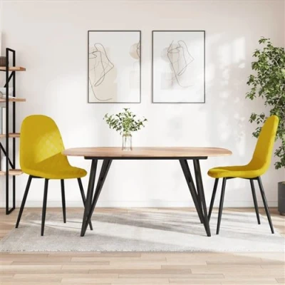 Afbeelding van vidaXL Eetkamerstoelen 2 st fluweel mosterdgeel