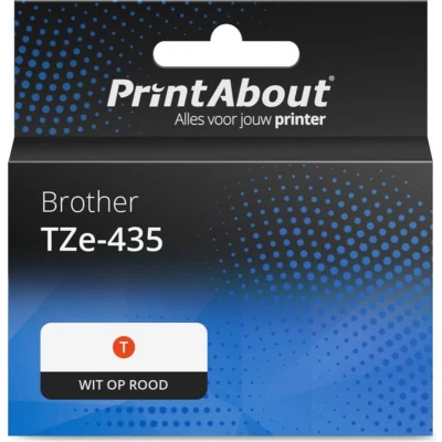Afbeelding van Huismerk Brother TZe 435 Tape Wit op rood (12 mm)