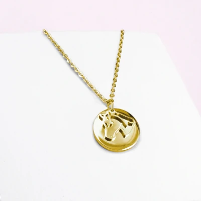 Image de Ponytail&amp;Co Pendentif Pièce de monnaie &amp; Cheval Or