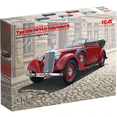 Afbeelding van 1:35 ICM 35543 Mercedes Benz 320 (W142) Cabriolet B Duitse Personenwagen Plastic Modelbouwpakket