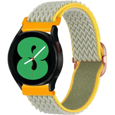 Afbeelding van iMoshion Elastisch nylon 20 mm bandje Geschikt voor Samsung Galaxy Watch 6 (Classic) / 5 (Pro) 4 3 Garmin Venu 2 plus Sq Forerunner 245 55 Groen Geel