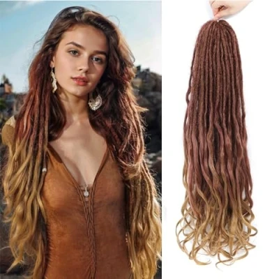 Afbeelding van DT CHERYL Loose Wave Dreadlocks, 24 inch Double Ended Dreadlock extensions met Franse krullende uiteinden (R27#, 61 cm, 10 strengen)