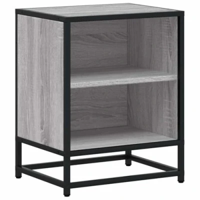 Afbeelding van vidaXL Nachtkastje 40x31x50 cm bewerkt hout&amp;metaal grijs sonoma eiken