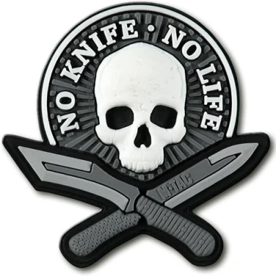 Afbeelding van M Tac Morale Patches No Knife Life PVC 3D Military Tactical (grijs/zwart)