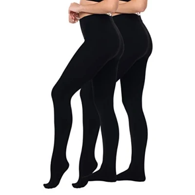 Afbeelding van Yenita Set van 2/4 warme thermische panty&#039;s voor dames, fleece, zwart, bruin, rood, blauw, zwart.