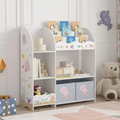 Afbeelding van Kinderkast Lysekil open kast 100x93x30 cm oceaan motief [en.casa]