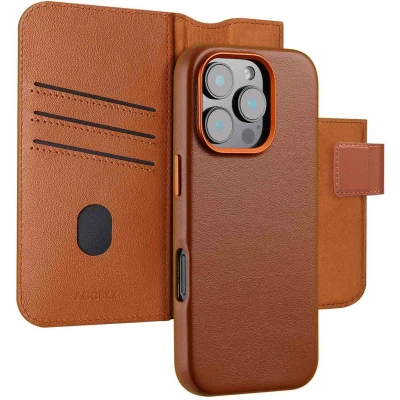 Afbeelding van Accezz Hoesje geschikt voor iPhone 16 Pro Max Leather Bookcase 2 in 1 MagSafe Sienna Brown