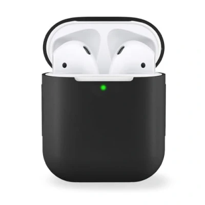 Afbeelding van MyGadget Zachte siliconen hoes, compatibel met Apple Airpods 1 en 2 generaties, hoofdtelefoonbescherming, krasbestendige zwart