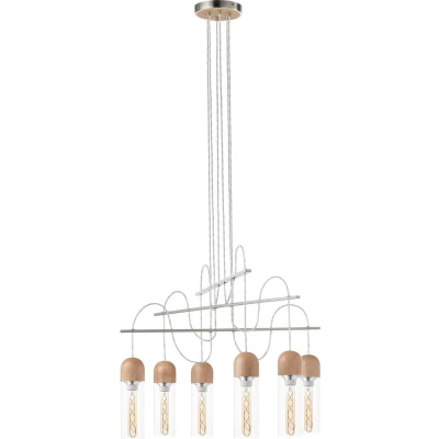 Afbeelding van EGLO Zacharo 1 Hanglamp E27 Hout;Staal;Glas Grijs;Bruin