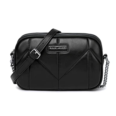 Afbeelding van David Jones Kleine schoudertas voor dames, meerdere vakken met ritssluiting tas telefoon, kunstleer, schouderriem, 2 vakken, handtas, zakken, reizen, winkelen, zwart., Stijlvol
