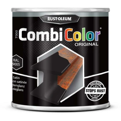 Afbeelding van RUST OLEUM 7375.0.25 Combicolor original primer/topcoat zijdeglans zwart 250ml