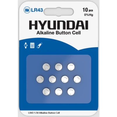 Afbeelding van Hyundai Batteries Alkaline LR43 Knoopcel batterijen 10 stuks