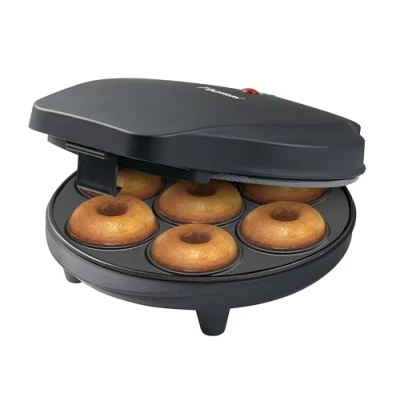 Afbeelding van Bestron Donutmaker in retro design, Mini voor 7 kleine donuts, incl. indicatielampje &amp; antiaanbaklaag, 700 watt, kleur: Zwart